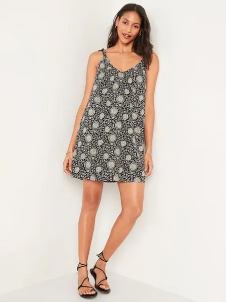 Свободное платье на бретельках Old Navy с завязками на плечах и принтом, размер XS