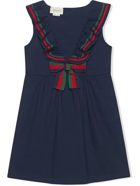 Gucci Kids платье из ткани пике с бантом