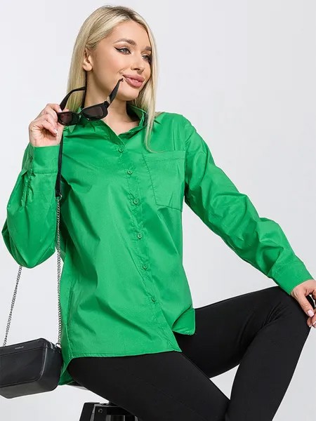Рубашка женская HappyFox HFBS4512 зеленая 52 RU