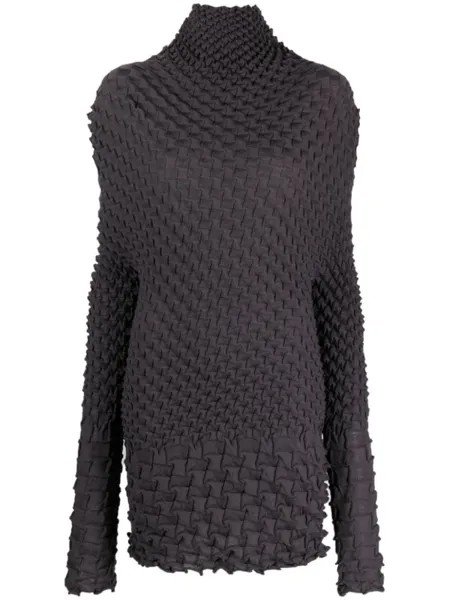 Issey Miyake платье мини из смесовой шерсти, серый