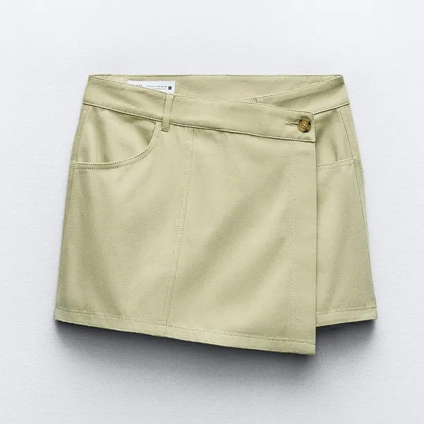 Юбка-шорты Zara Crossover Culottes, светло-зеленый