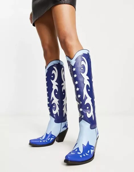 Высокие ботинки в стиле вестерн Jeffrey Campbell Starwood в синем цвете