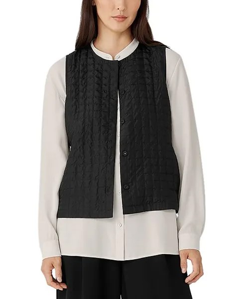 Шелковый стеганый жилет Eileen Fisher, цвет Black