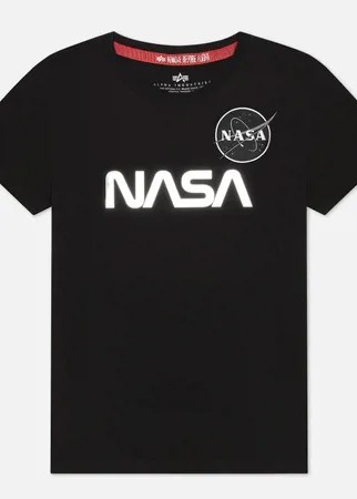 Женская футболка Alpha Industries NASA Mirror Print, цвет чёрный, размер XS