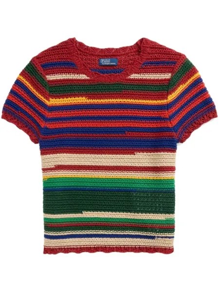 Polo Ralph Lauren полосатый топ в технике кроше, красный