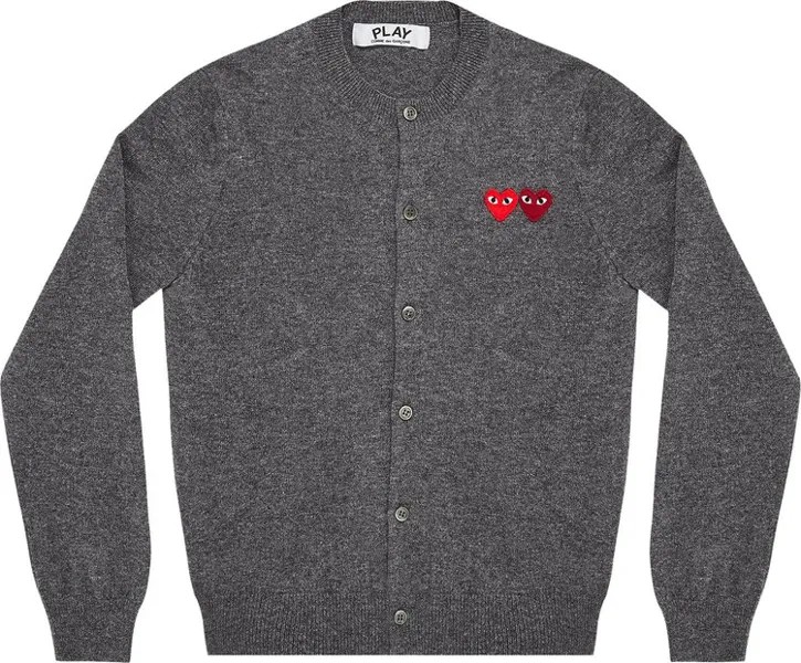 Кардиган Comme des Garçons PLAY Wool Layered Double Heart Cardigan 'Grey', серый