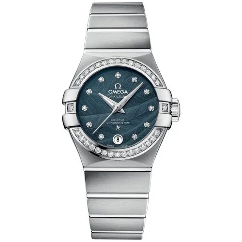 Наручные часы OMEGA женские Наручные часы Omega 123.15.27.20.53.001, автоподзавод, серебряный, синий