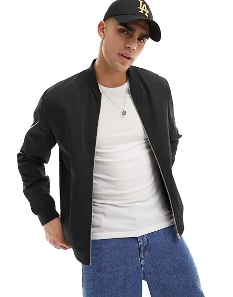 Легкий черный бомбер ASOS