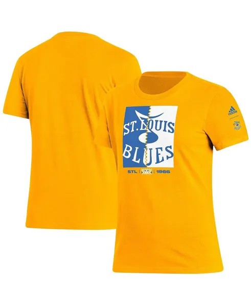 Женская золотая футболка St. Louis Blues Reverse Retro 2.0 Playmaker adidas, золотой