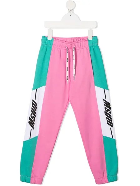 MSGM Kids спортивные брюки в стиле колор-блок