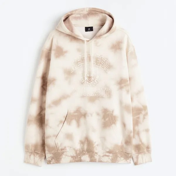 Толстовка H&M Relaxed Fit Printed Restless University, бежевый