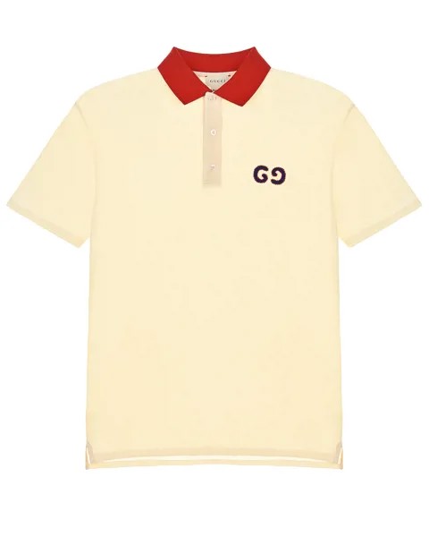Кремовая футболка-поло с красным воротником GUCCI детская