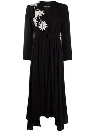 Giorgio Armani платье миди с цветочным принтом и длинными рукавами