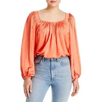 Женская оранжевая атласная плиссированная рубашка Kobi Halperin в крестьянском стиле XXL BHFO 3801