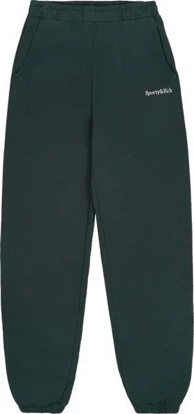 Спортивные брюки Sporty & Rich Serif Logo Embroidered 'Forest', зеленый