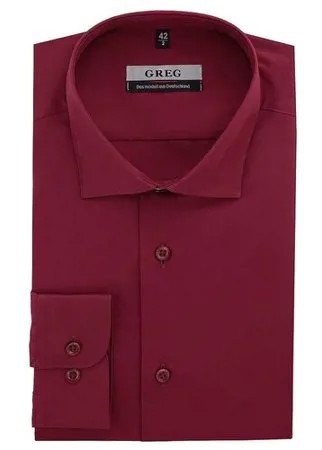 Рубашка мужская длинный рукав GREG 630/139/CH/Z, Полуприталенный силуэт / Regular fit, цвет Бордовый, рост 174-184, размер ворота 42