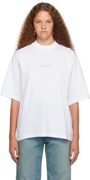 Белая футболка с принтом Лилия Marni