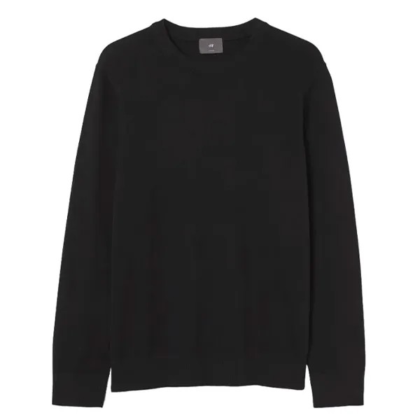 Джемпер H&M Slim Fit Fine-knit Cotton, черный