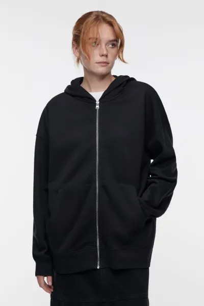 Худи oversize из футера на молнии с капюшоном