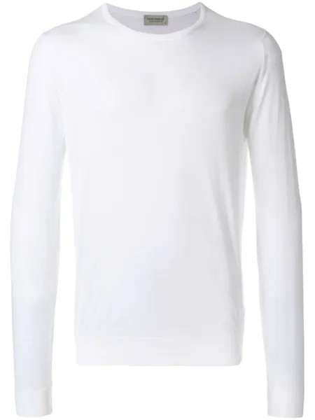 John Smedley crew neck lightweight jumper, белый
