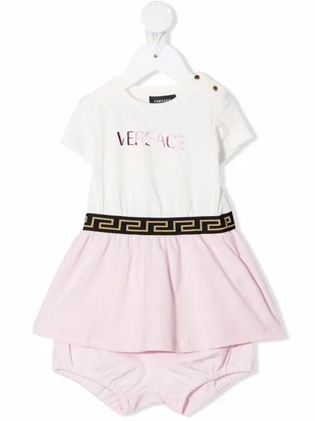 Versace Kids платье-футболка с принтом Greca