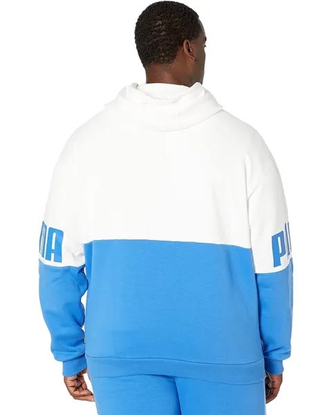 Худи PUMA Big & Tall Power Color-Block Fleece Hoodie, цвет Nebulas Blue/Puma White