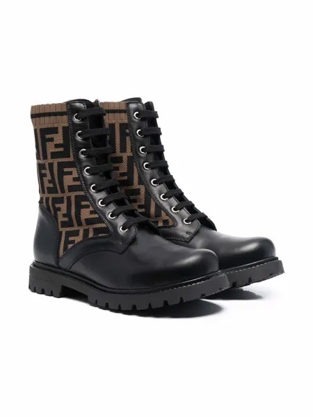 Fendi Kids ботинки в стиле милитари с принтом FF
