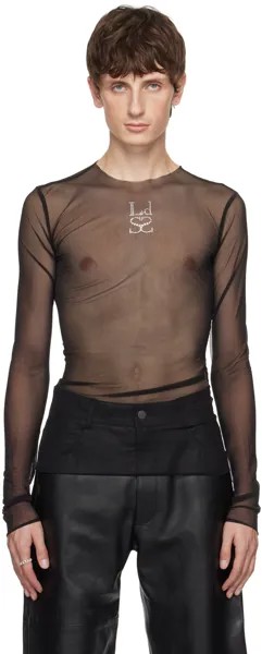 Черная футболка с длинным рукавом с кристаллами Ludovic de Saint Sernin