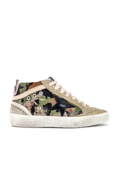 Кроссовки Golden Goose Mid Star, цвет Green Camoflage, Taupe, Black, Beige, & Antique Pink