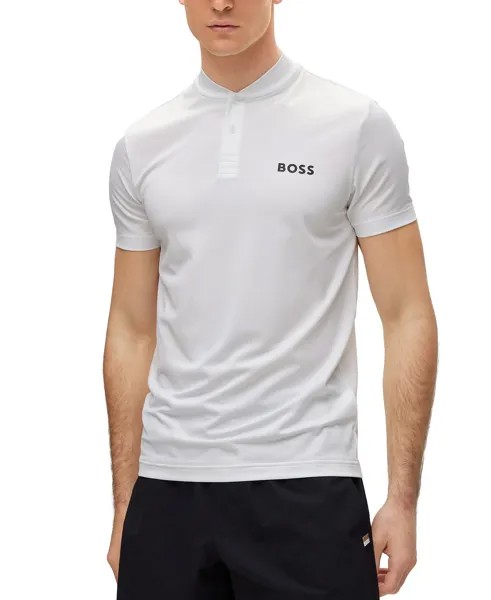 Мужская рубашка-поло приталенного кроя с воротником-бомбером BOSS by Hugo Boss x Matteo Berrettini