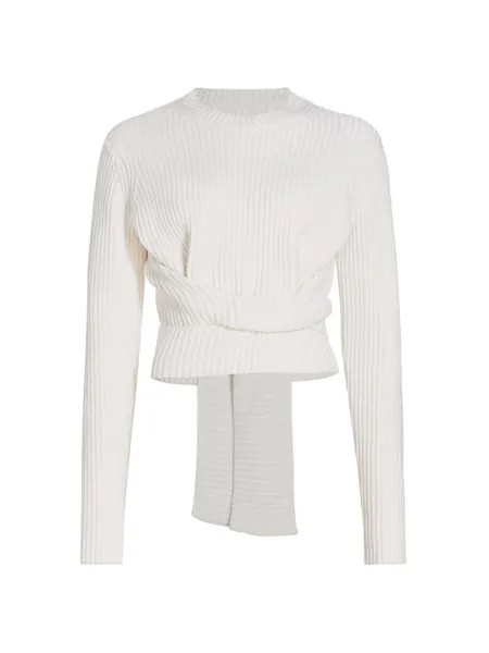 Укороченный свитер с запахом Proenza Schouler PSWL, белый