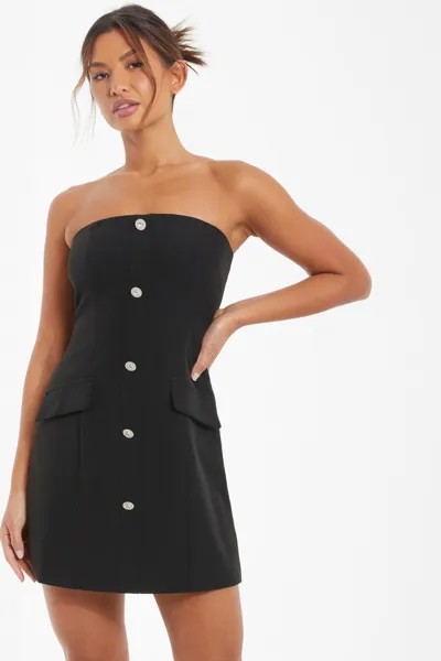 Черное мини-платье-бандо, сшитое по индивидуальному заказу QUIZ Clothing