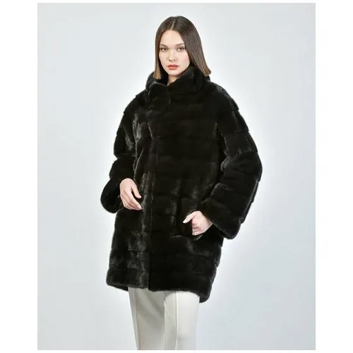 Пальто Mala Mati, норка, силуэт прямой, карманы, размер 42, черный
