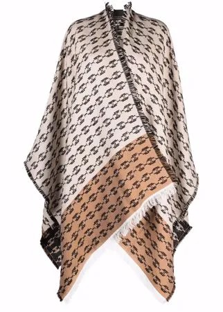 Elisabetta Franchi кейп с монограммой и бахромой