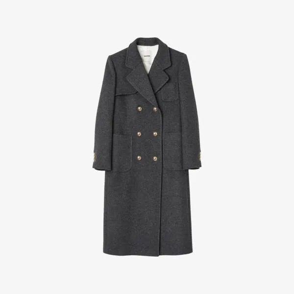 Пальто из смесовой шерсти с узором «елочка» Sandro, цвет noir / gris