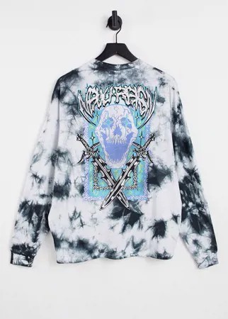 Oversized-лонгслив с принтом тай-дай и изображением черепа ASOS DESIGN-Разноцветный