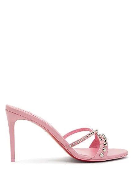 Tatoosh кожаные тапочки на каблуке с шипами Christian Louboutin, розовый