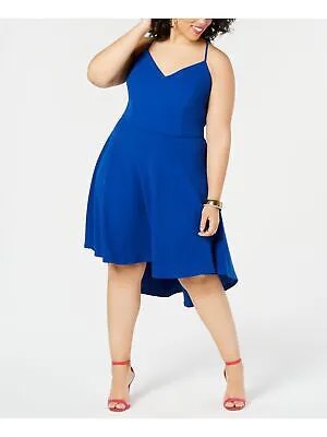 B DARLIN Женское синее кружевное платье на тонких бретелях длиной до колен, вечернее платье хай-лоу 3\4