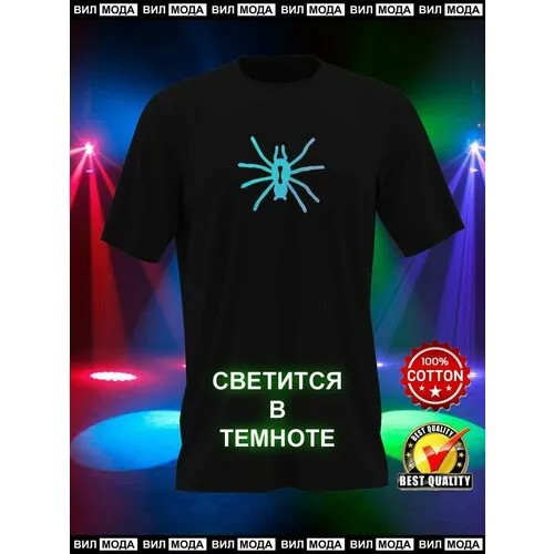 Футболка VilModa Паук 2 черная с переливающимся принтом 5XL