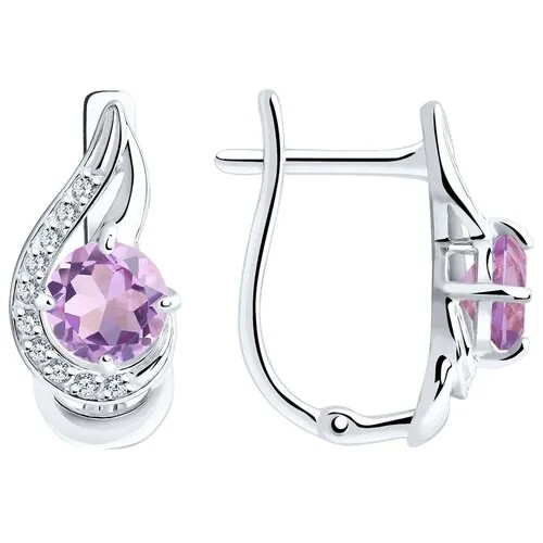Серьги Diamant, серебро, 925 проба, аметист, размер 15 мм, , розовый