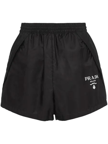 Prada шорты Re-Nylon с завышенной талией, черный