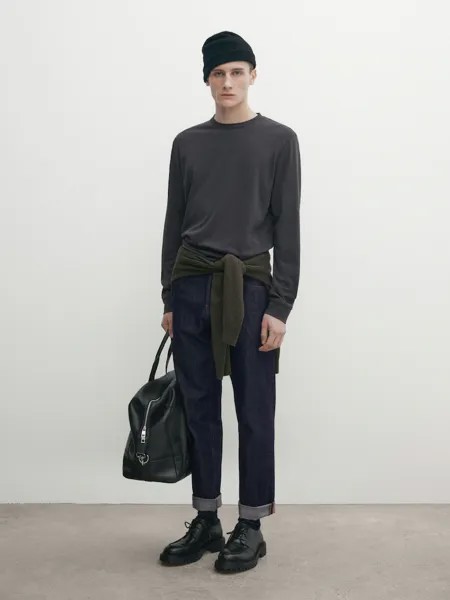 Футболка из 100% хлопка с длинными рукавами Massimo Dutti, серый