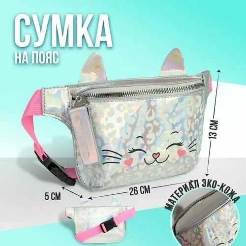 Сумка поясная NAZAMOK KIDS, серебряный, розовый