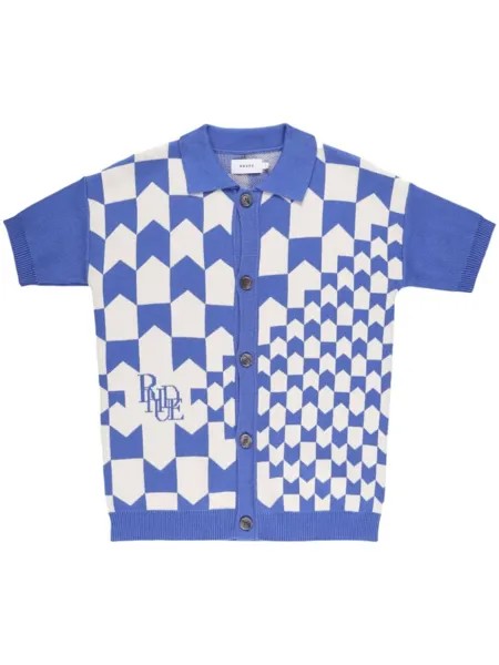 RHUDE рубашка поло Racing Checkered, синий