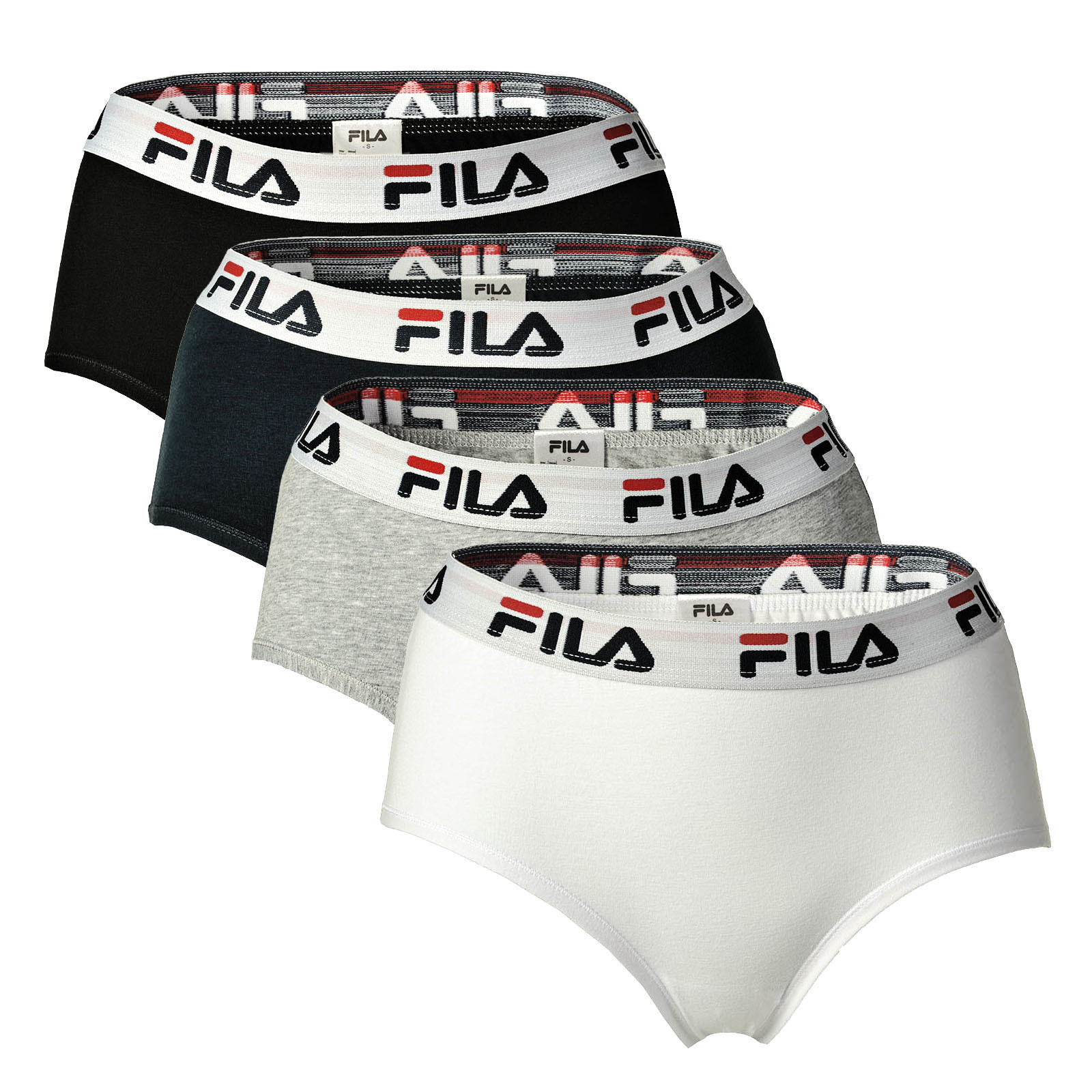 Трусы Fila Panty 4er Pack, цвет Weiß/Schwarz/Grau/Marine