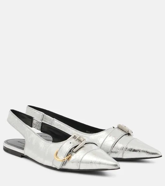 Балетки Voyou из металлизированной кожи с пяткой на пятке Givenchy, серебряный