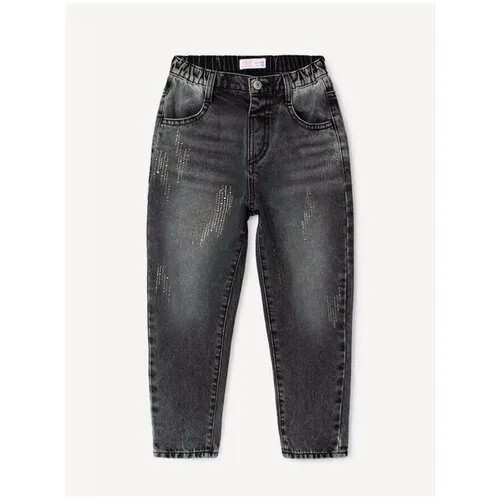 Чёрные джинсы Loose со стразами для девочки Gloria Jeans, размер 2-3г/98