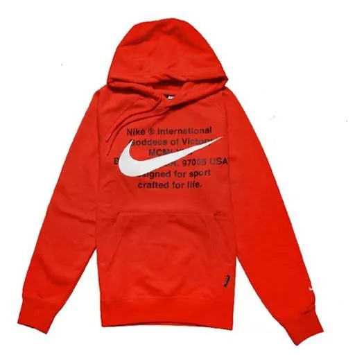 Толстовка Nike Sportswear Swoosh Large Printing Pullover Orange Red Orangered, красный