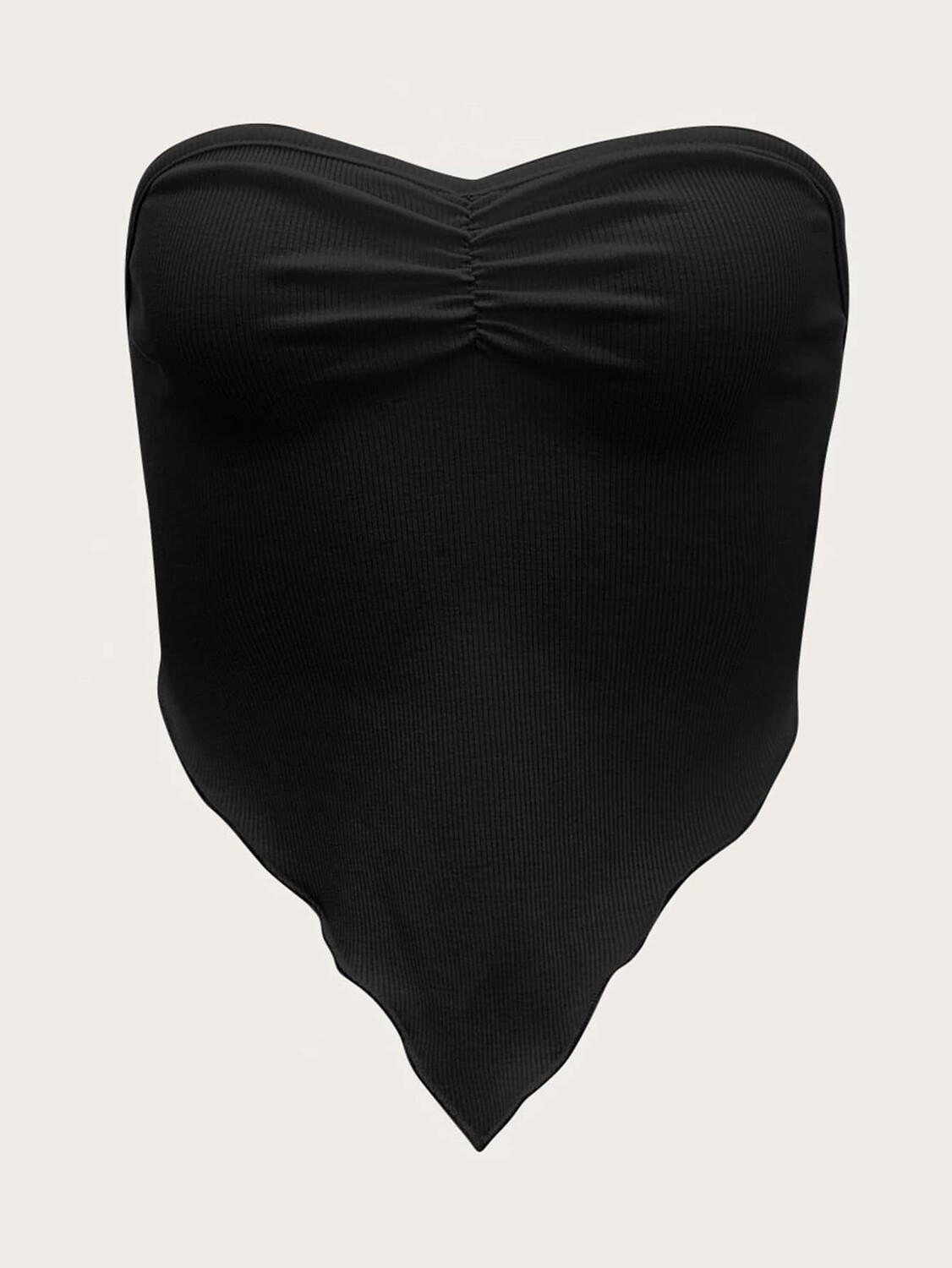 SHEIN ICON Рубашка без бретелек с рюшами спереди. треугольная форма, черный цвет