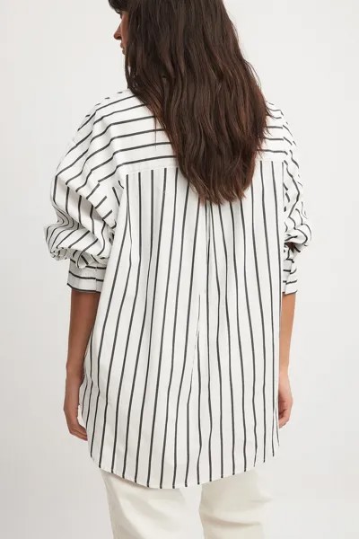 Блузка-рубашка Oversized Poplin Shirt NA-KD, черный/белый